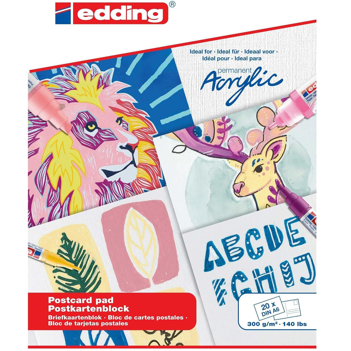 Block Edding P/marcadores Acrylic A6 10x15cm 300g C/20 Hjs