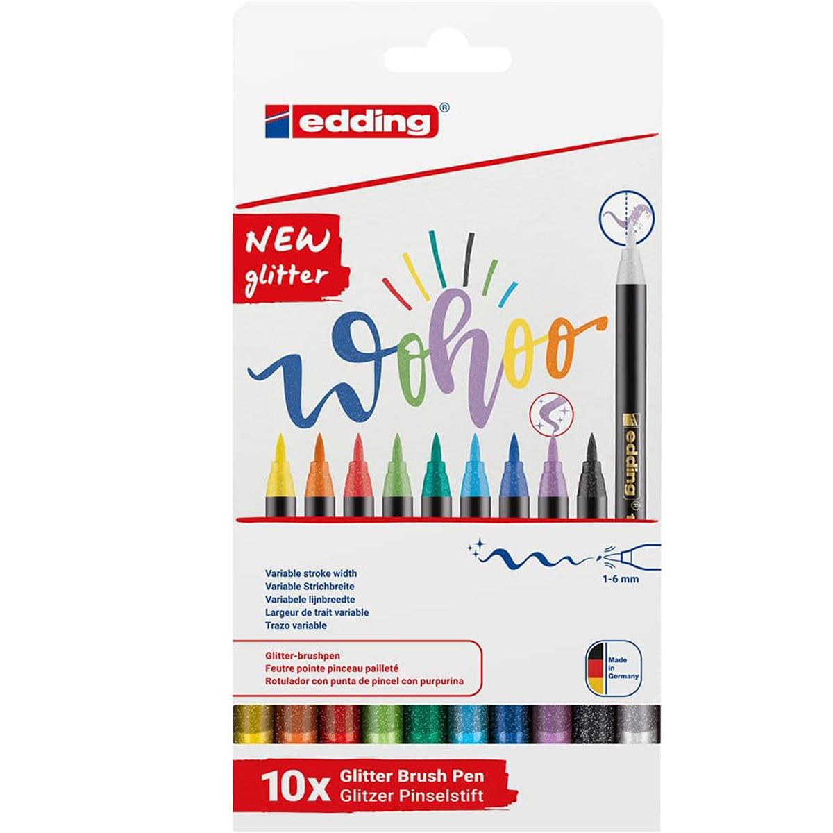 Rotulador Edding 1340 Brushpen P.pincel Flex Glitter Setc/10