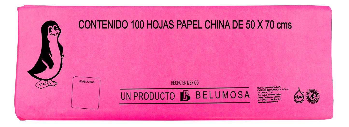 Papel China Pingüino Fosforescente 75*50cm c/100 pliegos