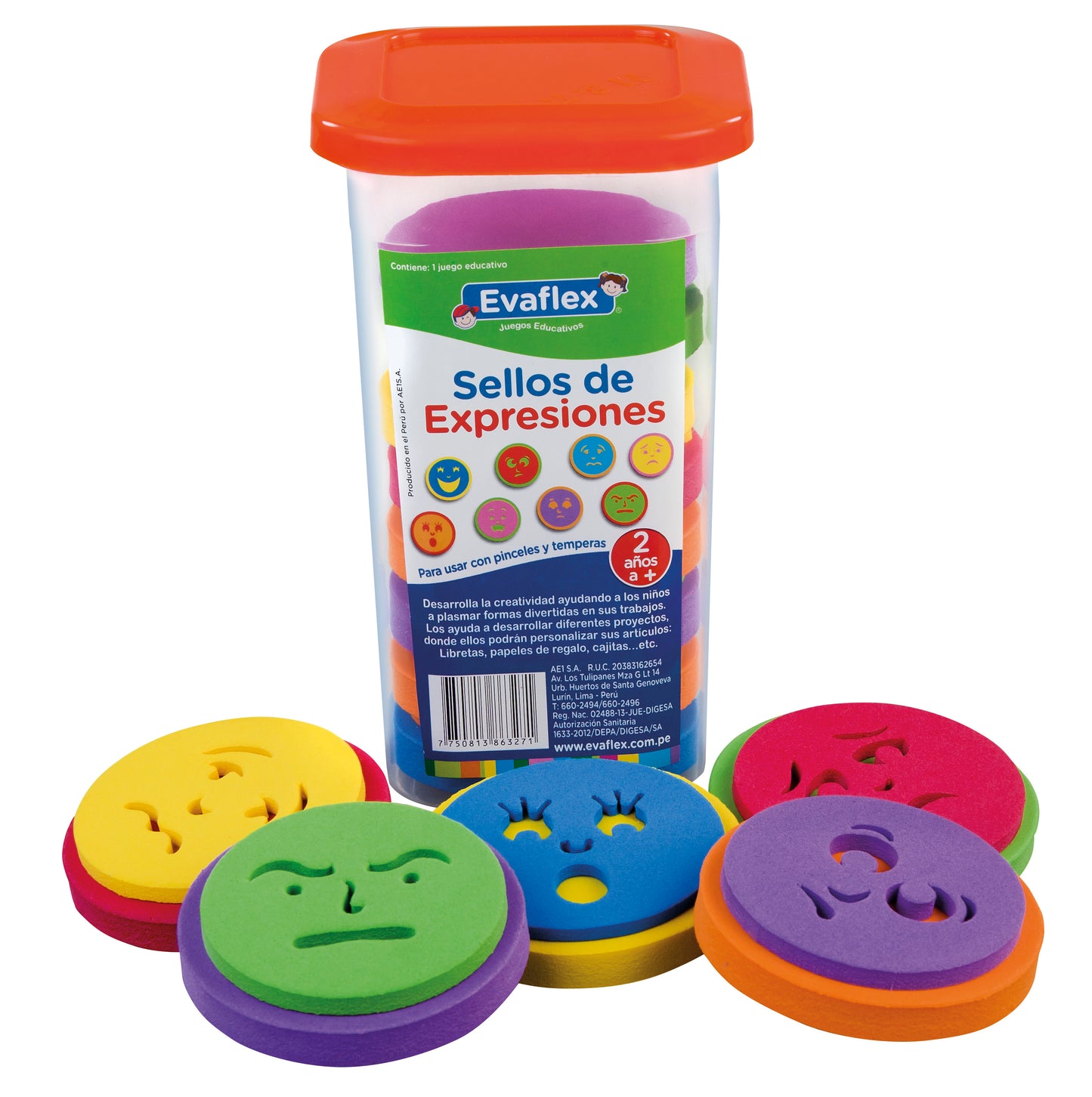 Juego Didactico Evaflex Foamy Sellos De Expresiones C/8 Pzas