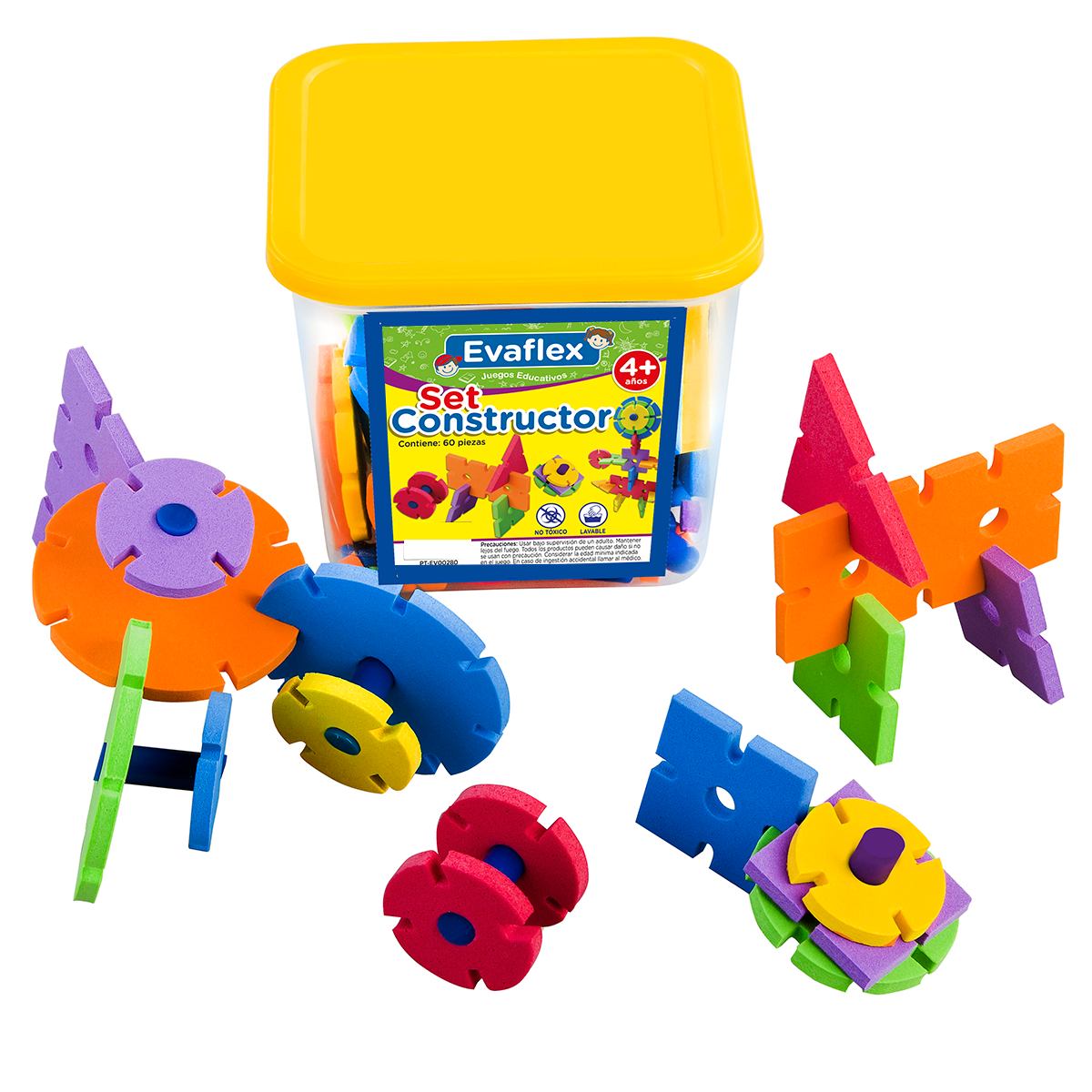 Juego Didactico Evaflex Foamy Set Constructor C/60 Pzas