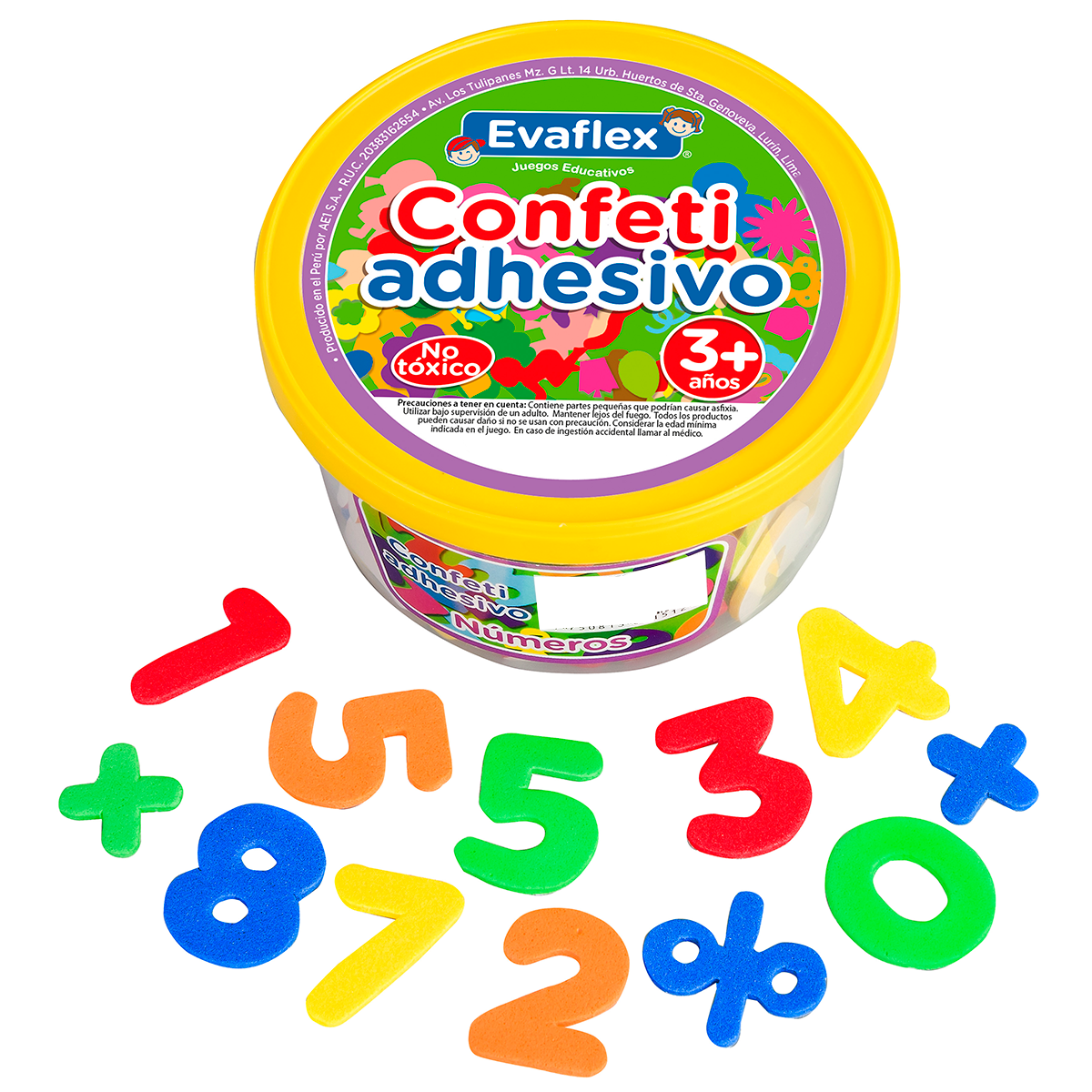 Juego Didactico Evaflex Confeti C/adhesivo Numeros C/100pzas