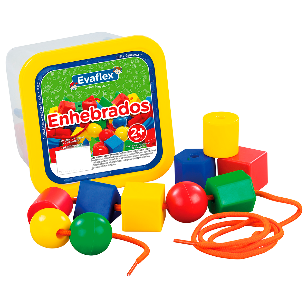 Juego Didactico Evaflex Plastico Enhebrado C/24 Piezas