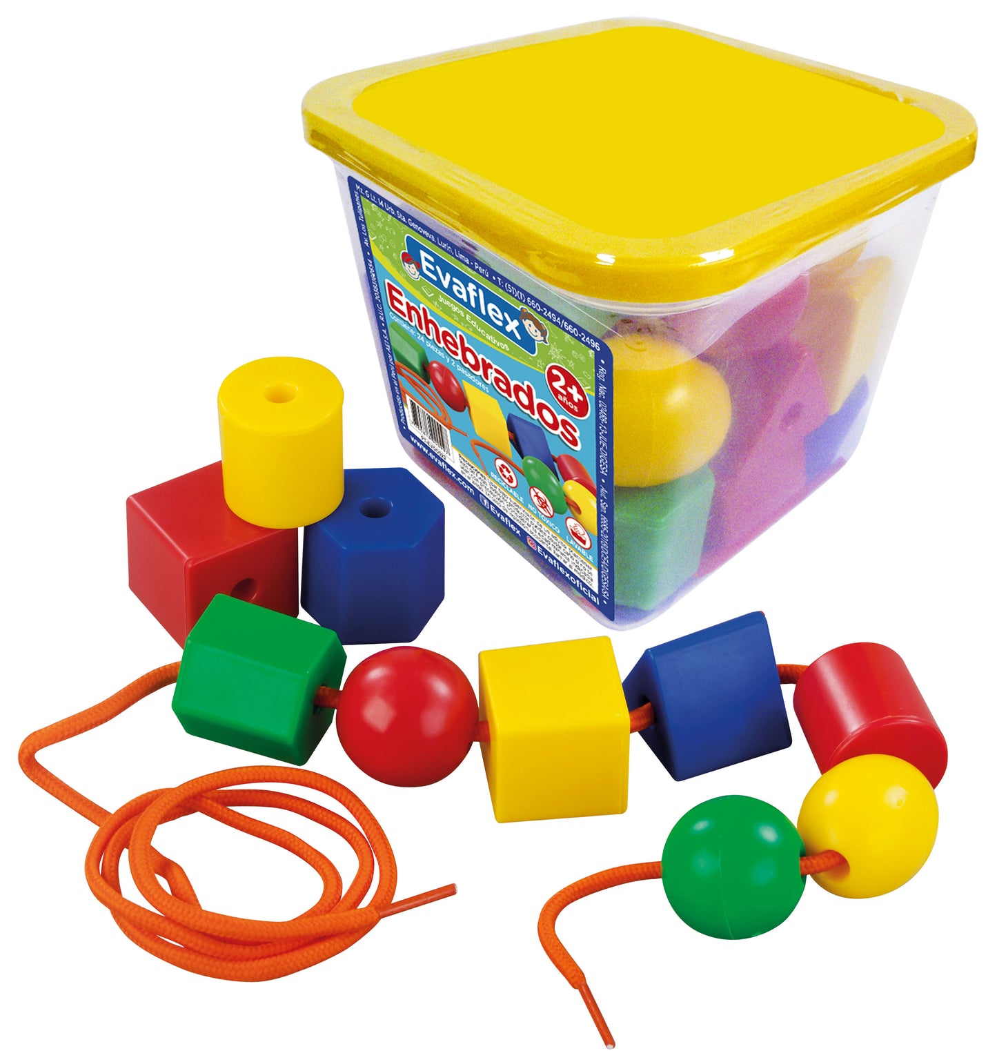 Juego Didactico Evaflex Plastico Enhebrado C/24 Piezas