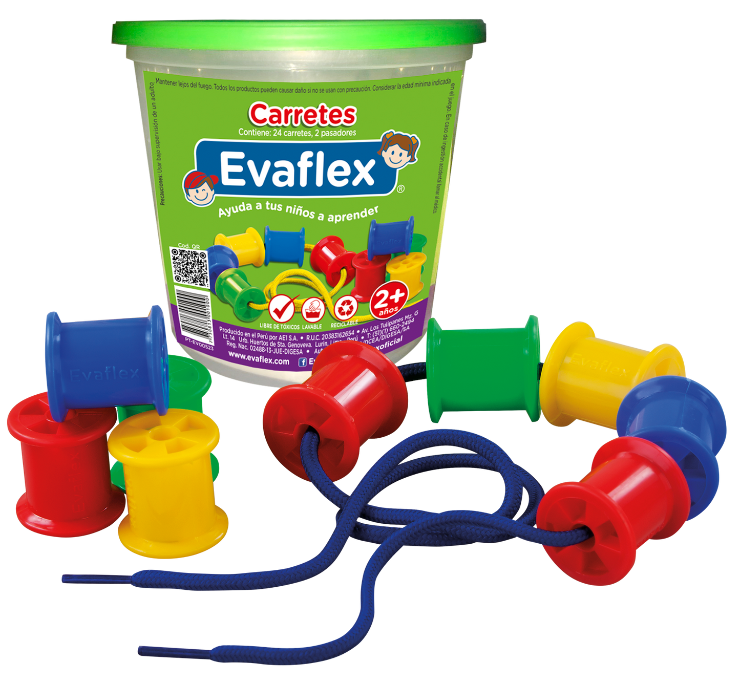 Juego Didactico Evaflex Plastico Carretes C/24 Piezas