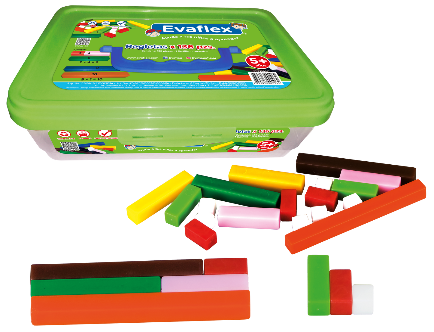 Juego Didactico Evaflex Plastico Regletas Cuisenaire C/136