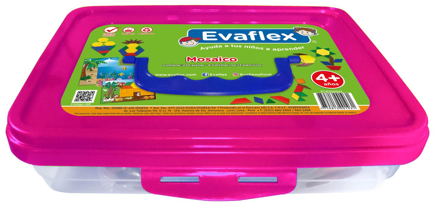 Juego Didactico Evaflex Mosaico C/220 6/cartillas/12 Ejercicio