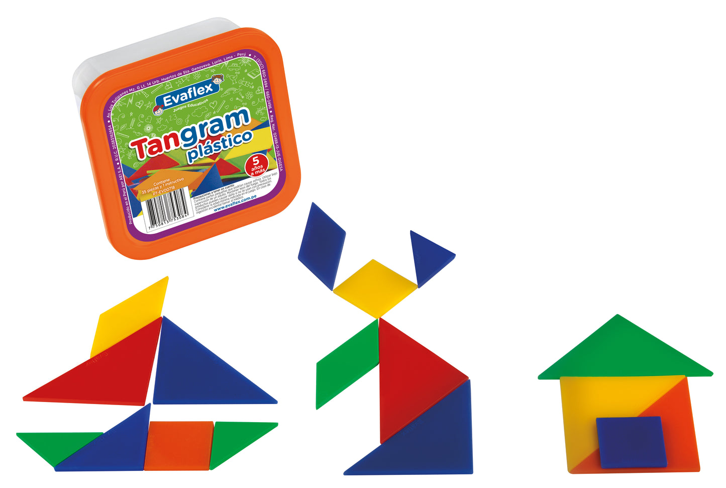 Juego Didactico Evaflex Tangram De Plastico C/35 Plastico