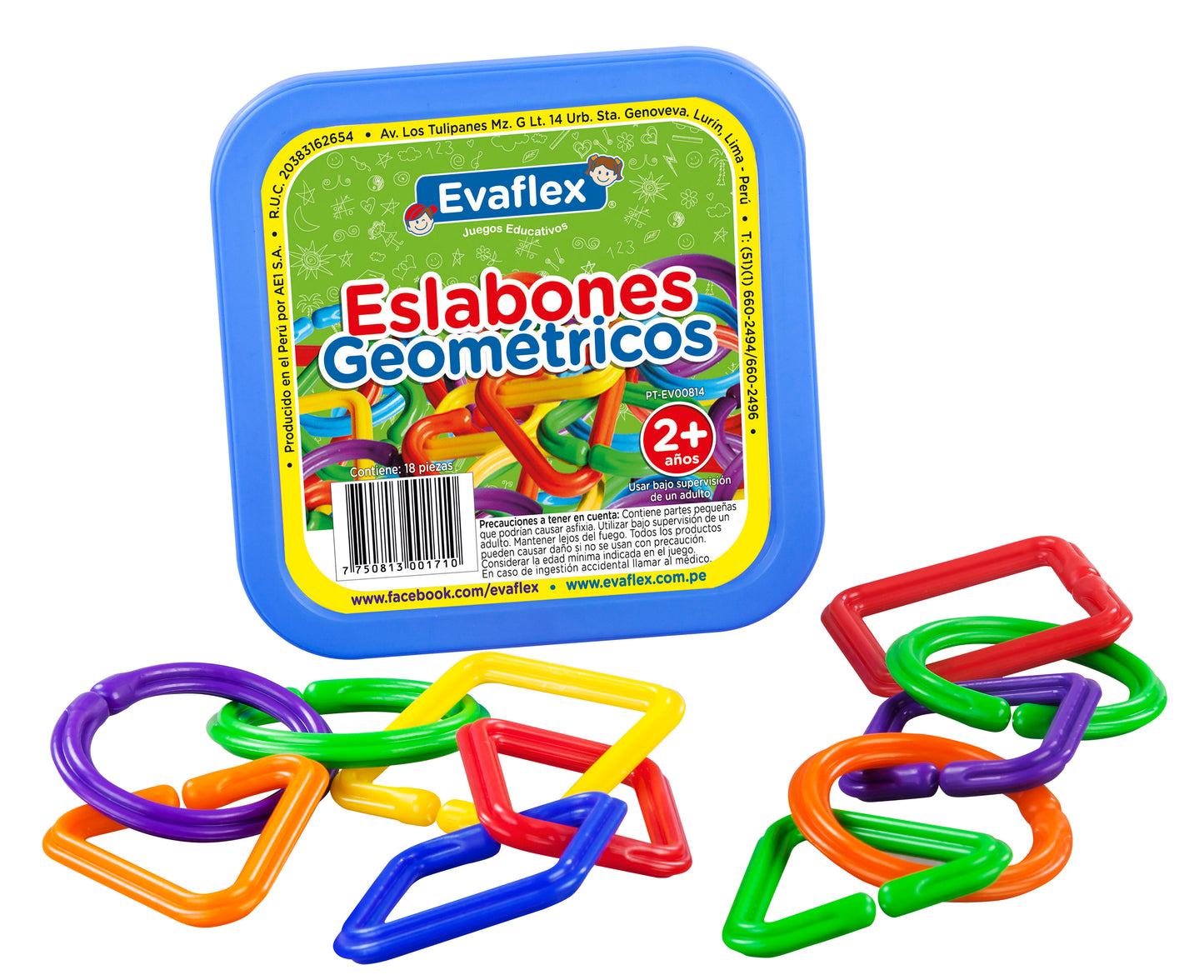 Juego Didactico Evaflex Eslabones Geometricos C/18 Piezas