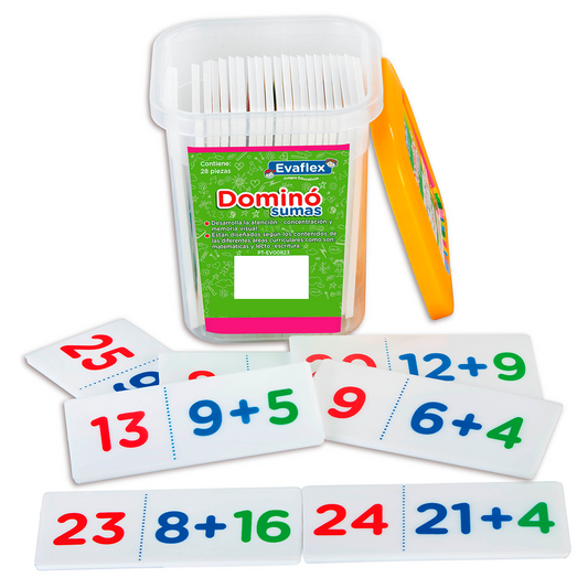 Juego Didactico Evaflex Domino Plastico Sumas C/28 Piezas