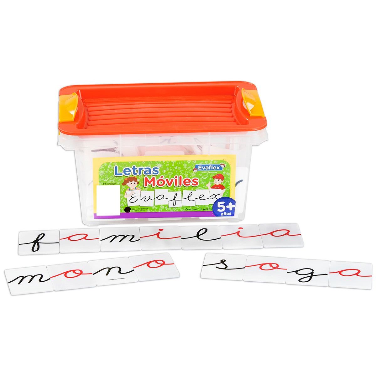 Juego Didactico Evaflex Letras Moviles C/115 Pzas Plasticas