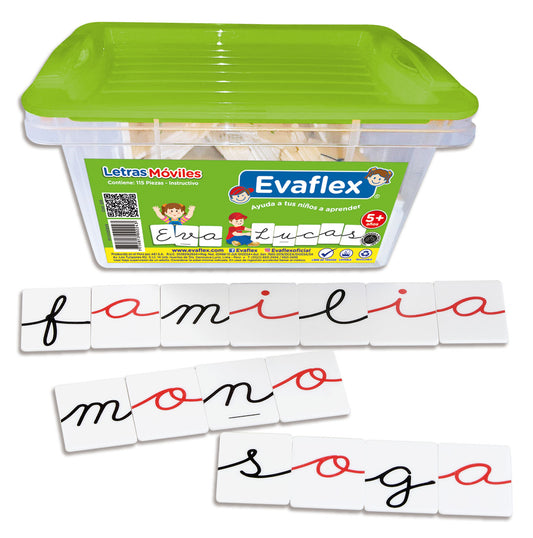 Juego Didactico Evaflex Letras Moviles C/115 Pzas Plasticas