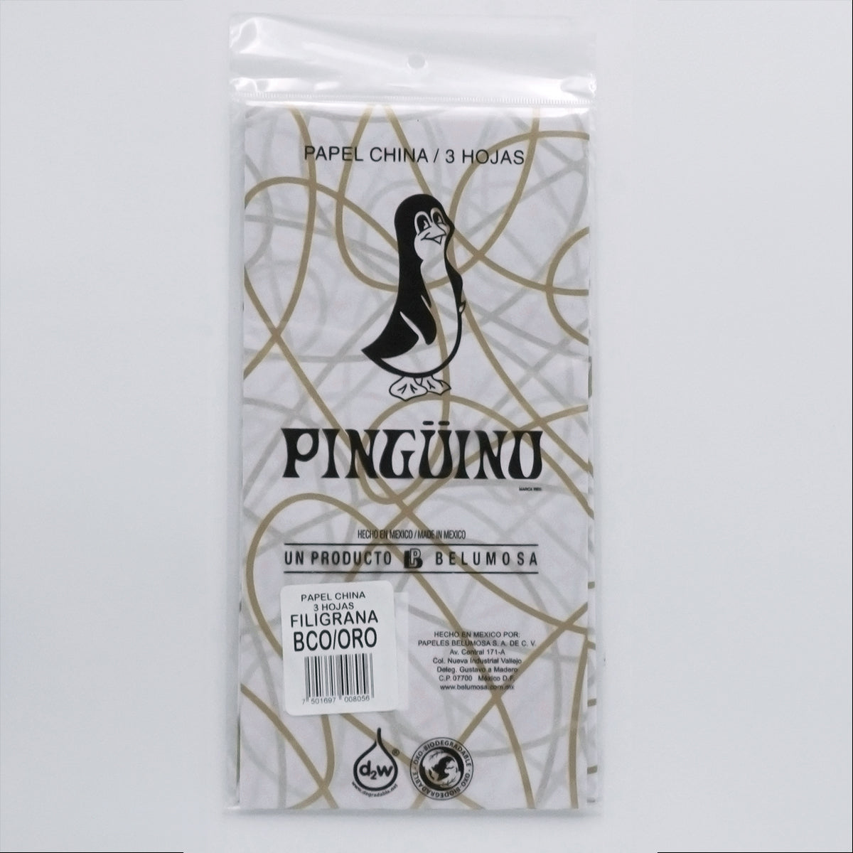 Papel china Pingüino Metalico 75*50cm c/100 pliegos