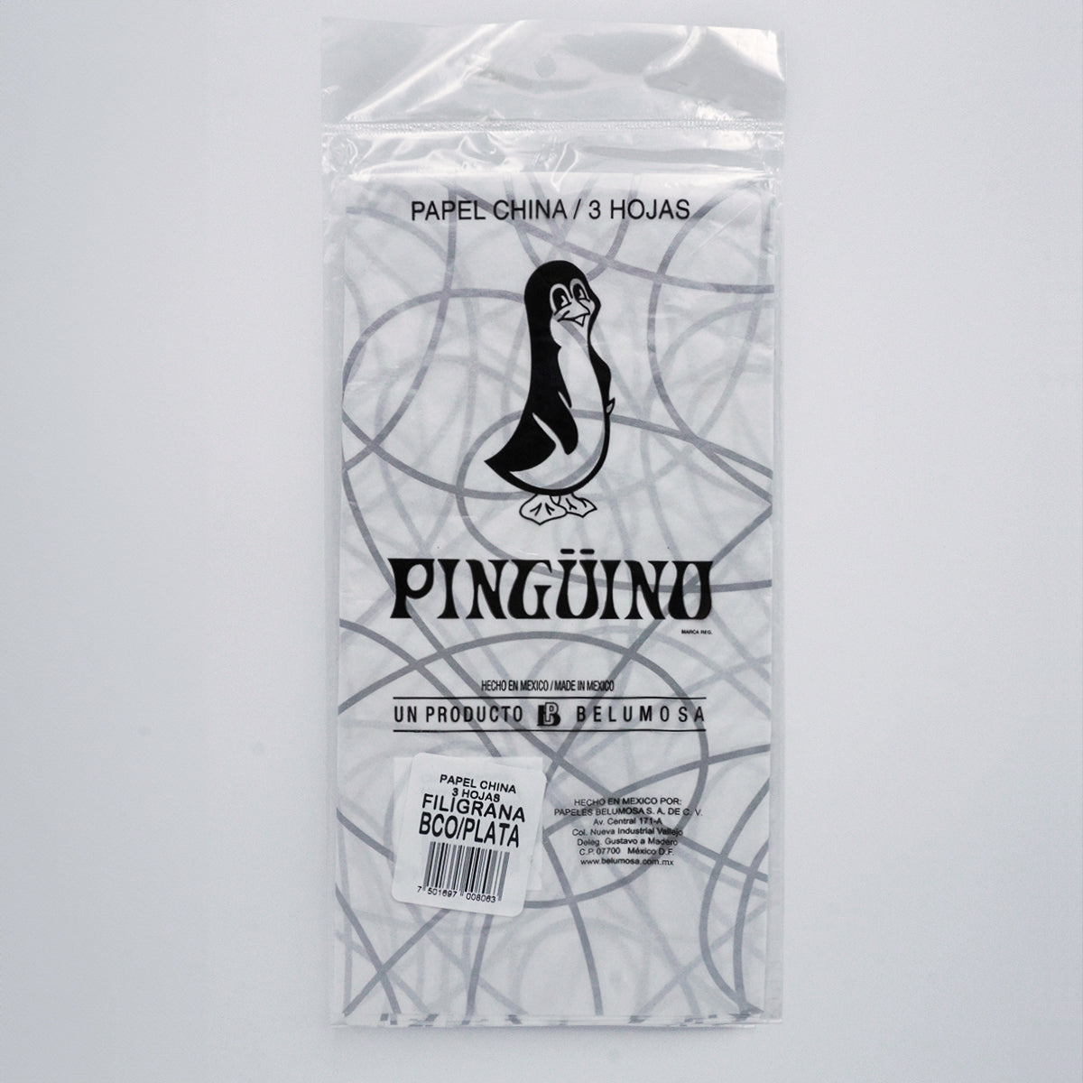 Papel china Pingüino Metalico 75*50cm c/100 pliegos