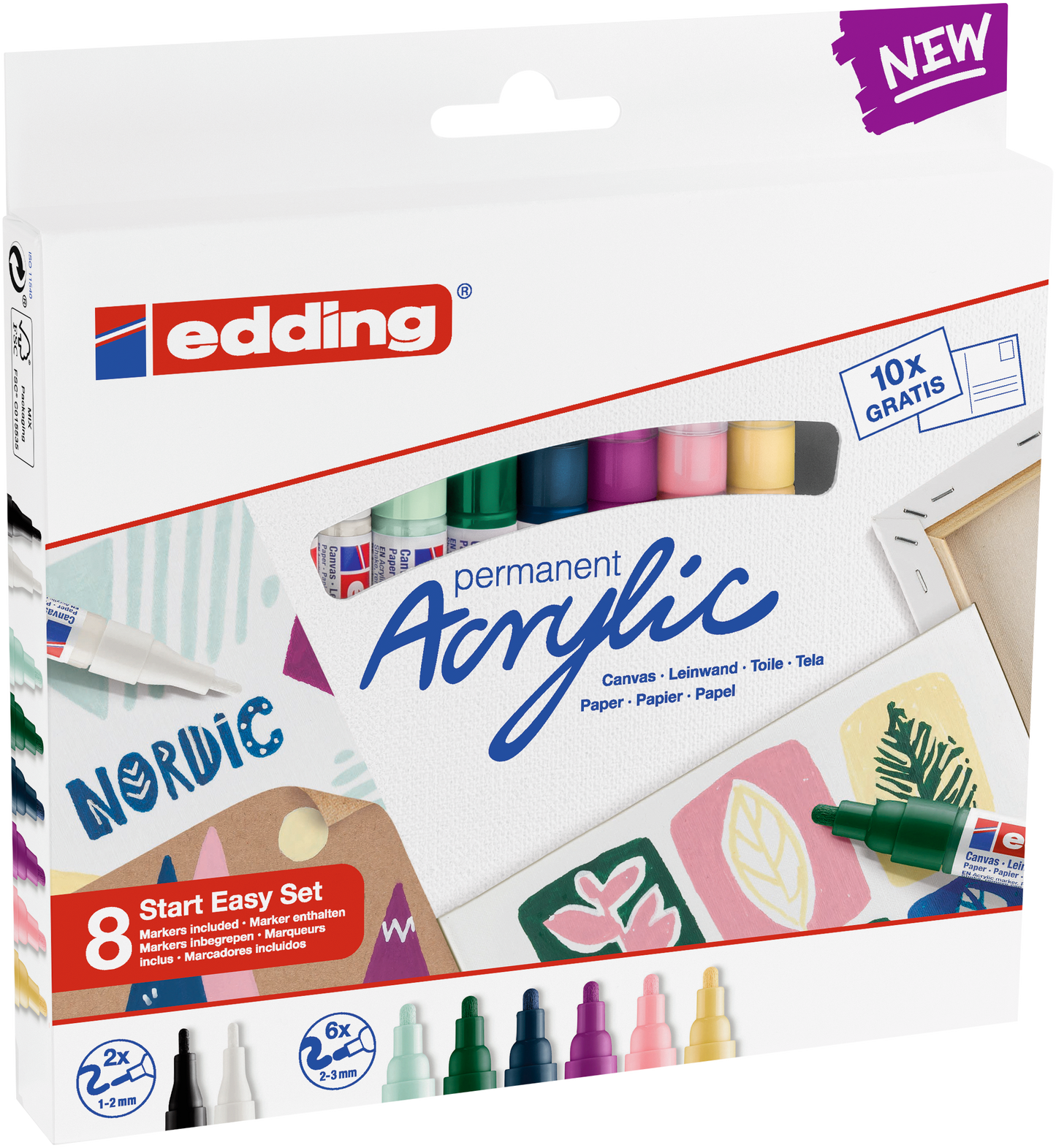 Edding Acrylic Markers Start Easy Set Box With 8 Pieces