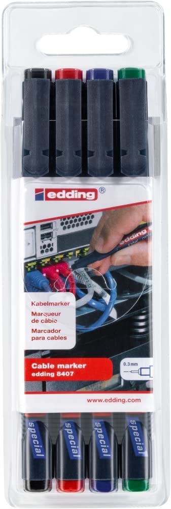 Marcador Edding 8407 P/cables Tinta Indeleble 0.3mm Est C/4